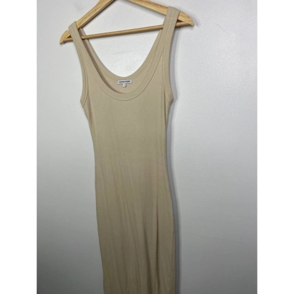 Cotton Citizen Verona Soft Rib Raw Edge Midi Dress Women's Tan Size: S NWOT - Picture 3 of 9